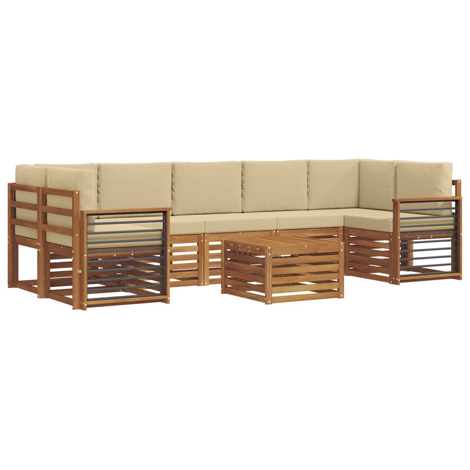 vidaXL Outdoor-Sofagarnitur 8 pcs Natur und Beige Massivholz Akazie