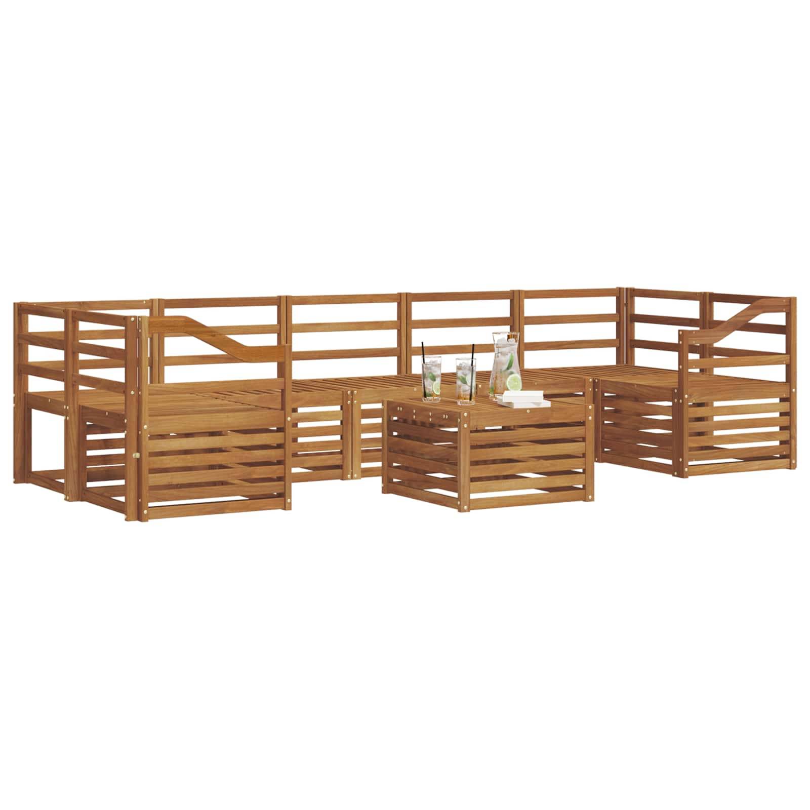 vidaXL Sofagarnituren 8 pcs Natur Massivholz Akazie