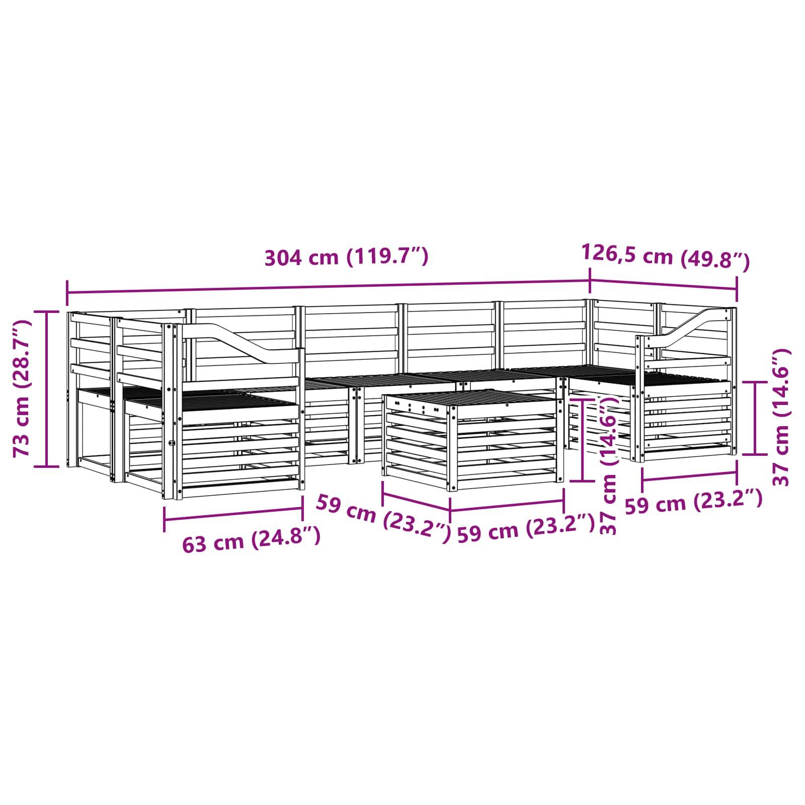 vidaXL Outdoor-Sofagarnitur 8 pcs Weiß Massivholz Akazie