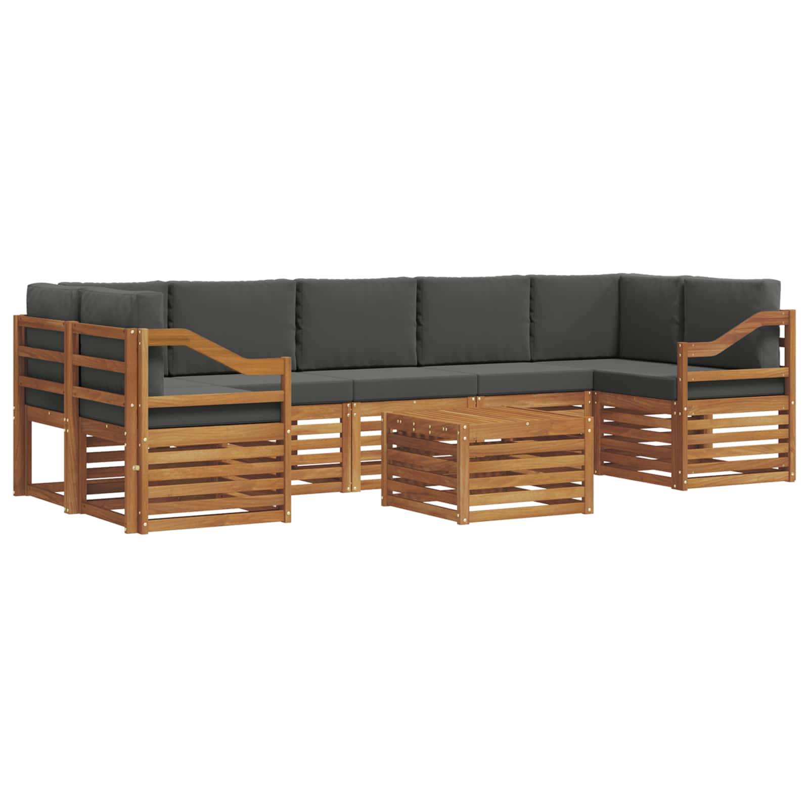 vidaXL Outdoor-Sofagarnitur mit Kissen 8 pcs Natur und Anthrazit