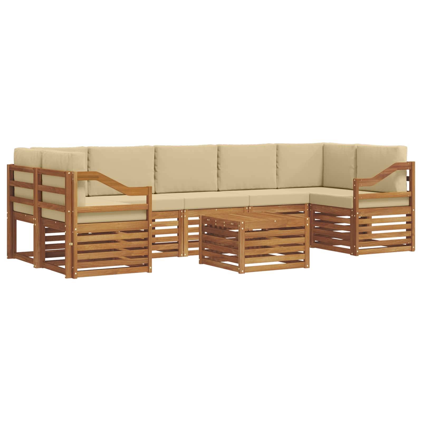 vidaXL Outdoor-Sofagarnitur 8 pcs Natur und Beige Massivholz Akazie