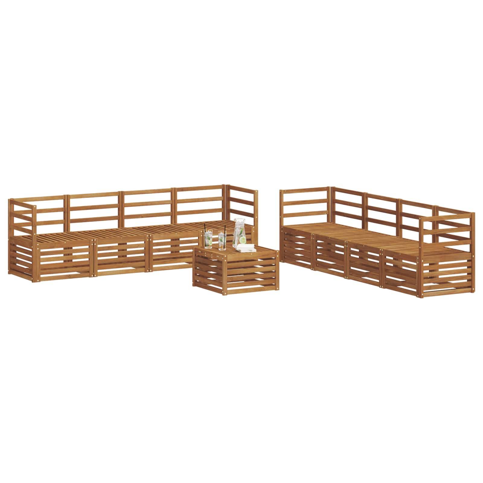 vidaXL Sofagarnituren 9 pcs Natur Massivholz Akazie