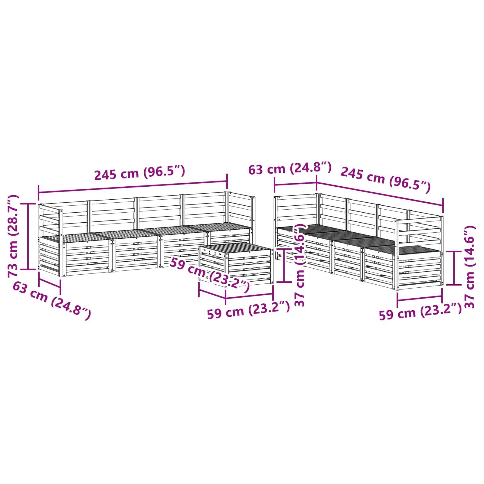 vidaXL Sofagarnituren 9 pcs Natur Massivholz Akazie