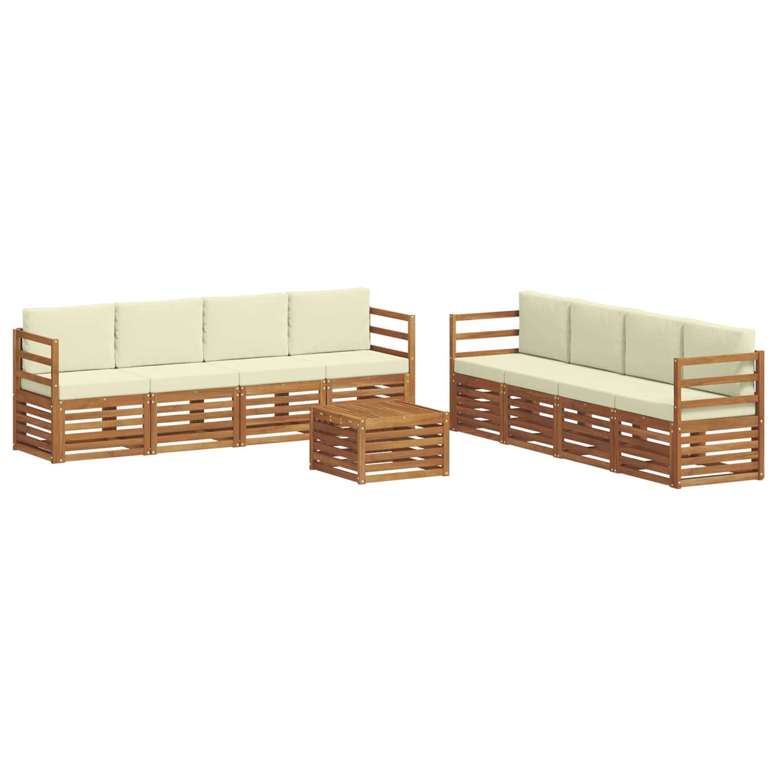 vidaXL Sofagarnituren 9 pcs Natur und Creme Massivholz Akazie