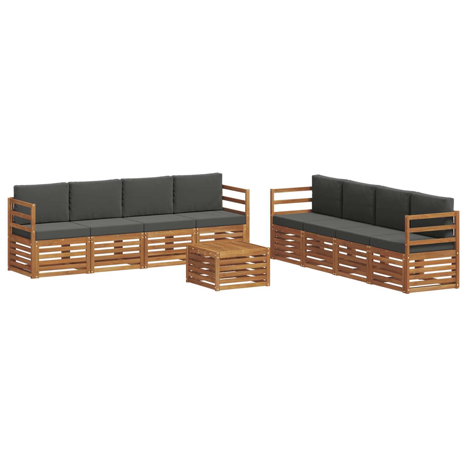vidaXL Sofagarnituren 9 pcs Natur und Anthrazit Massivholz Akazie