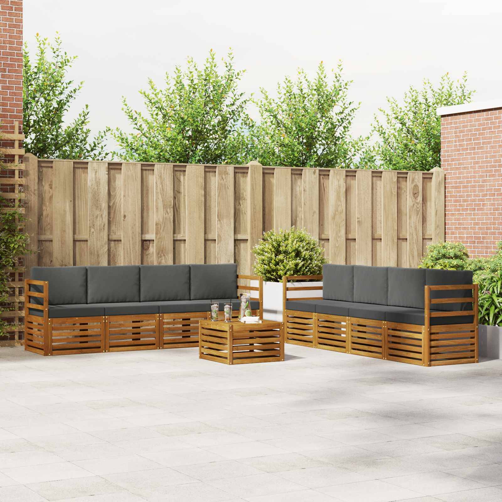vidaXL Sofagarnituren 9 pcs Natur und Anthrazit Massivholz Akazie