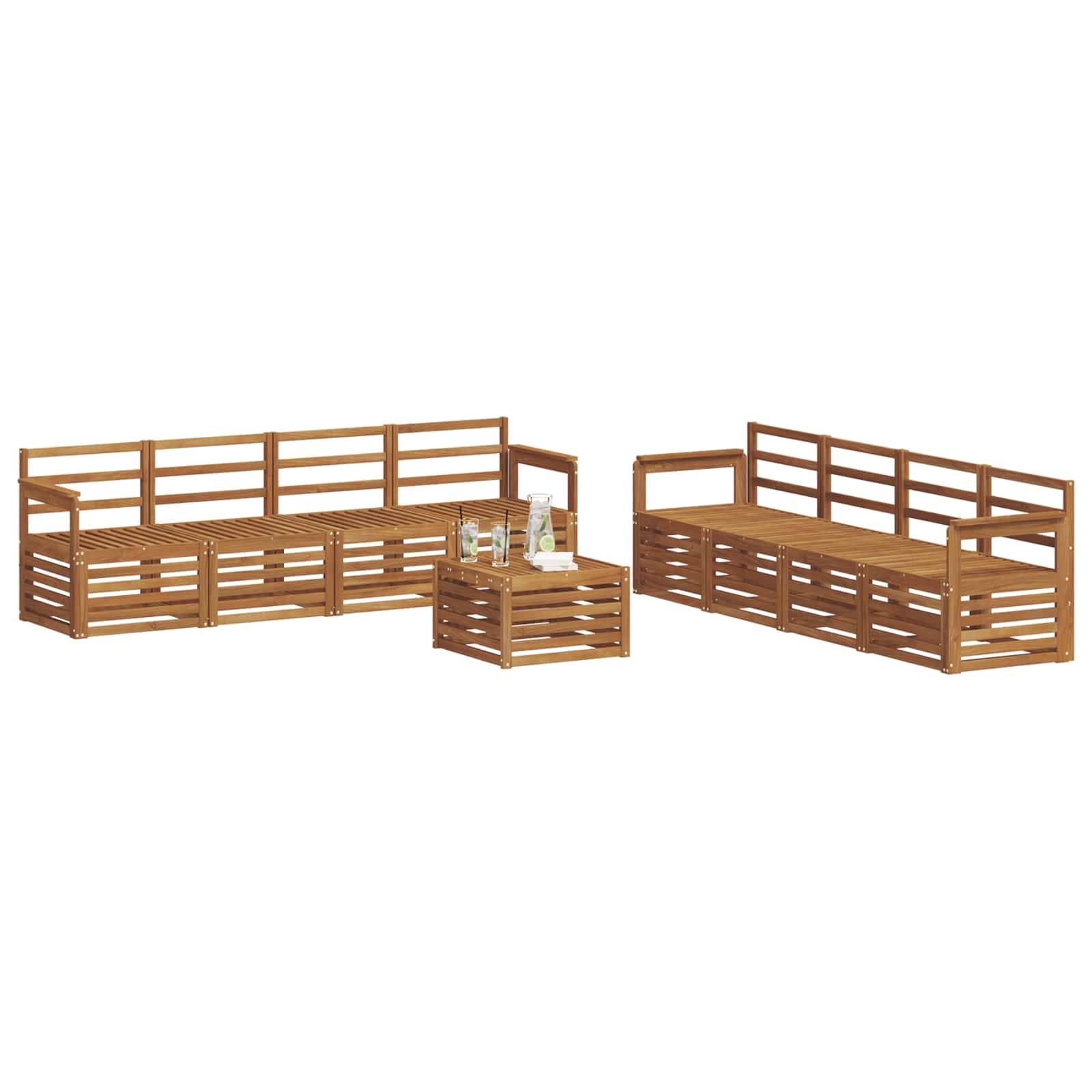 vidaXL Sofagarnituren 9 pcs Natur Massivholz Akazie