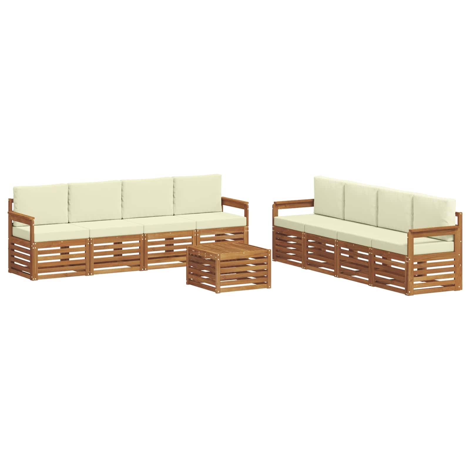 vidaXL Sofagarnituren 9 pcs Natur und Creme Massivholz Akazie