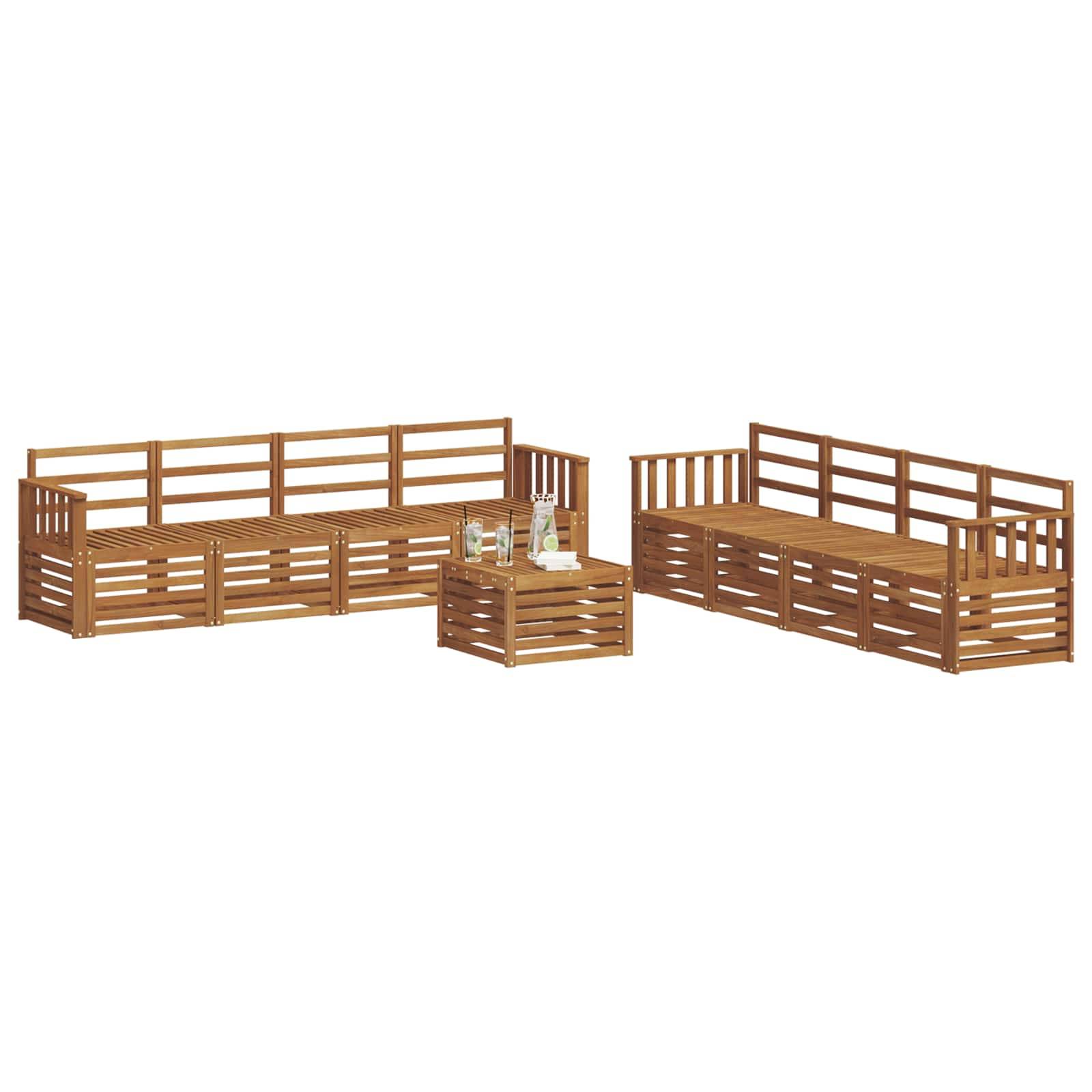 vidaXL Sofagarnituren 9 pcs Natur Massivholz Akazie