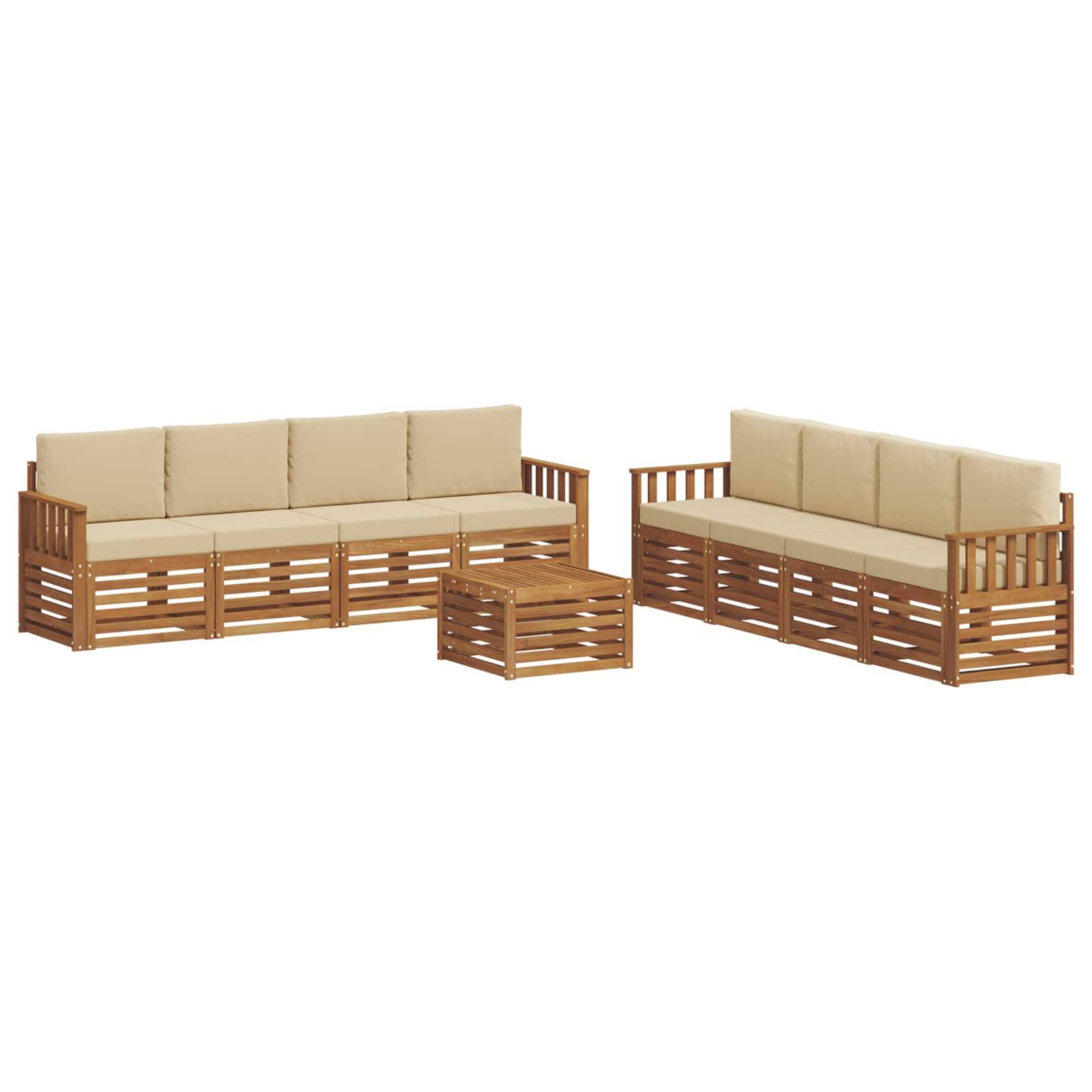 vidaXL Sofagarnituren 9 pcs Natur und Beige Massivholz Akazie