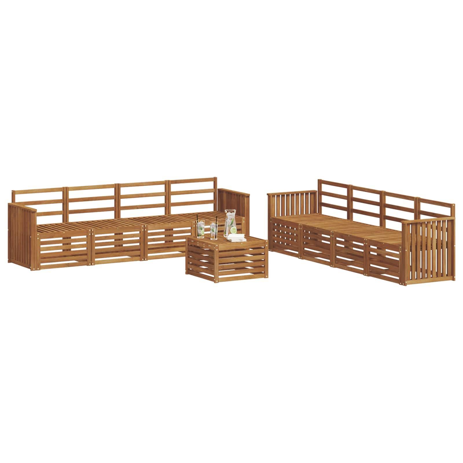 vidaXL Sofagarnituren 9 pcs Natur Massivholz Akazie