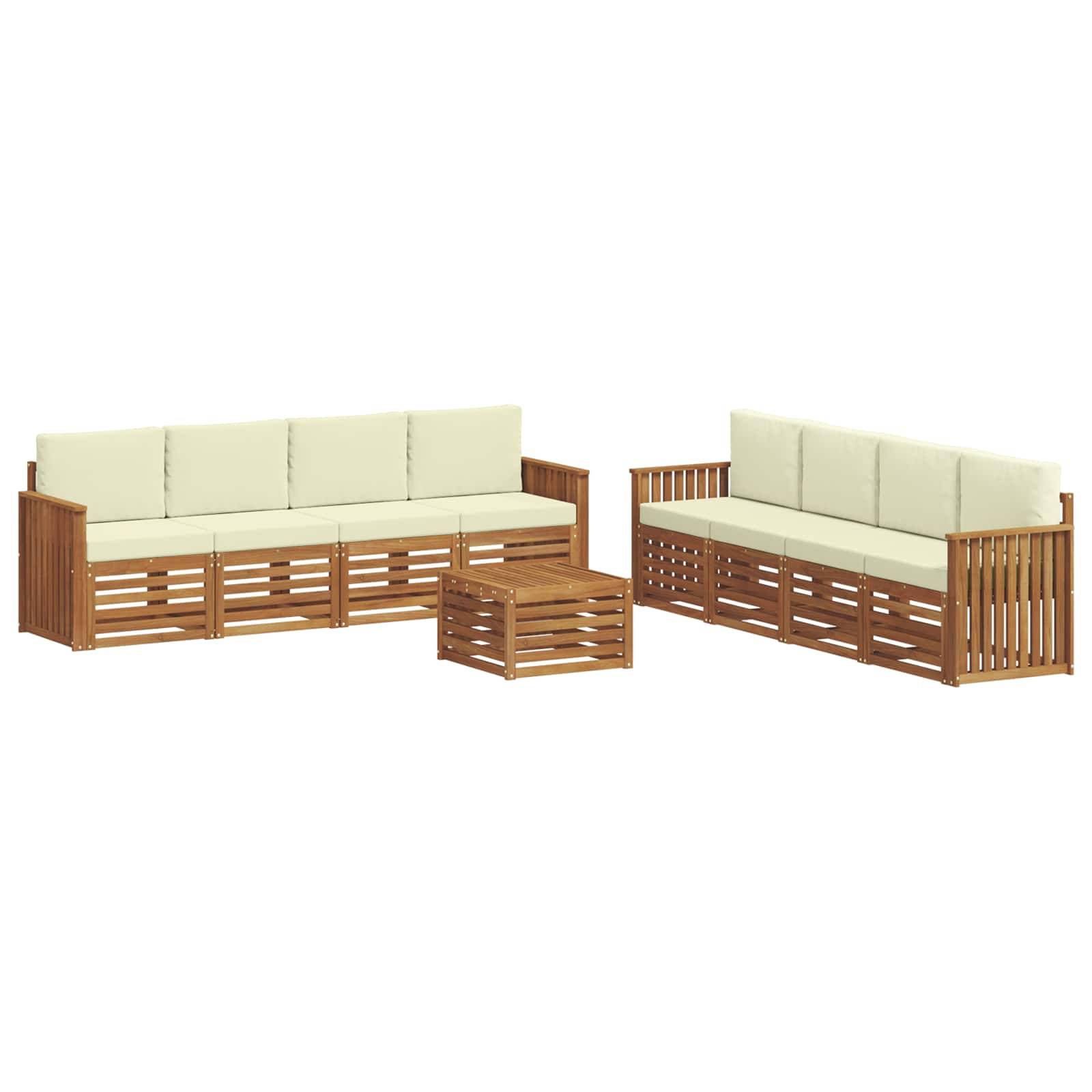 vidaXL Sofagarnituren 9 pcs Natur und Creme Massivholz Akazie