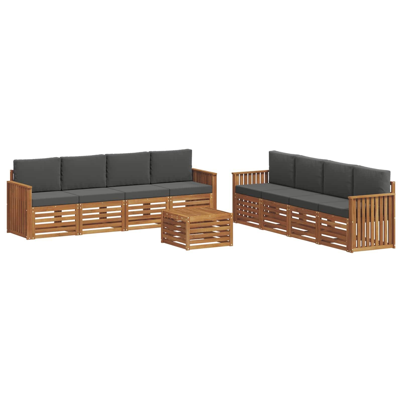 vidaXL Sofagarnituren 9 pcs Natur und Anthrazit Massivholz Akazie