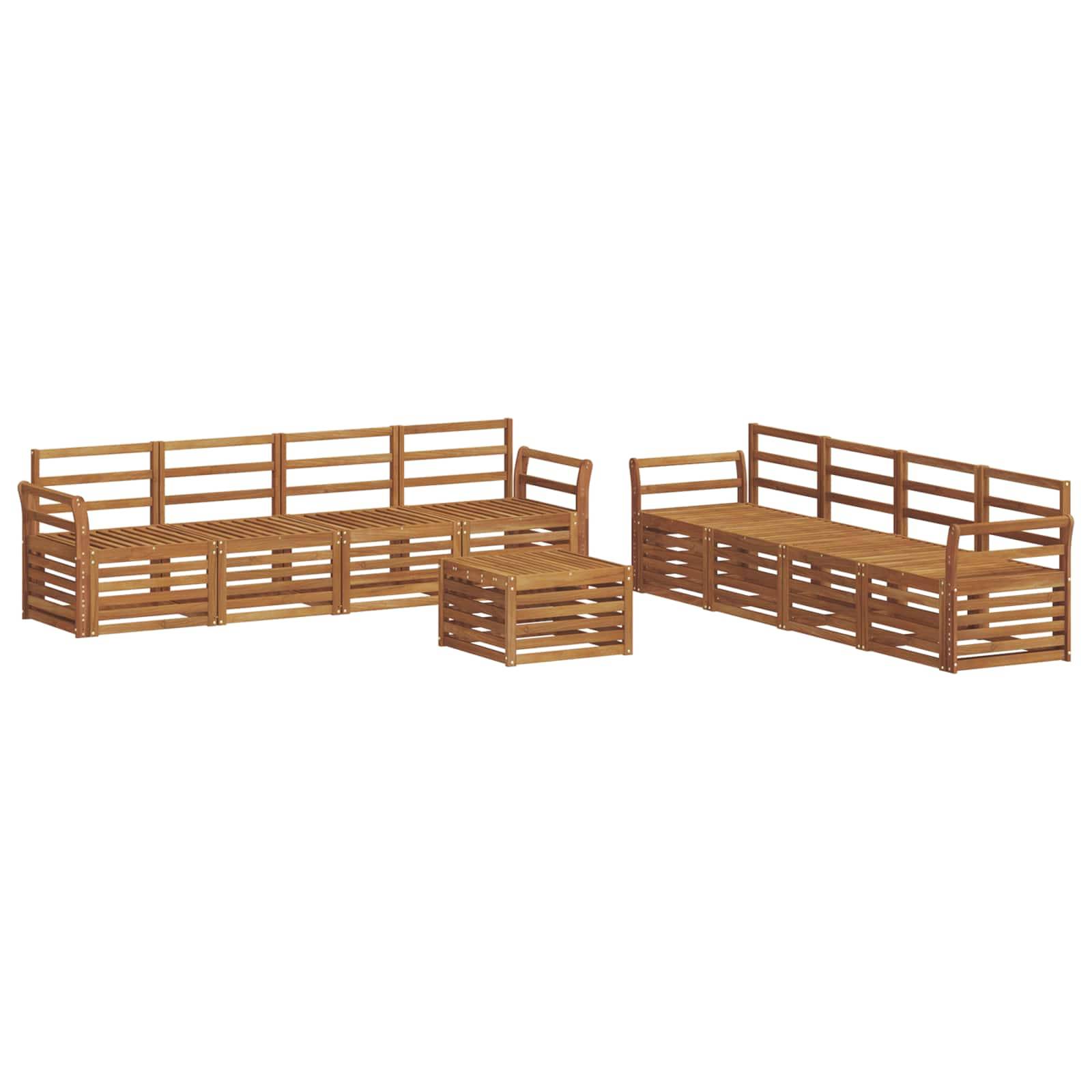 vidaXL Sofagarnituren 9 pcs Natur Massivholz Akazie
