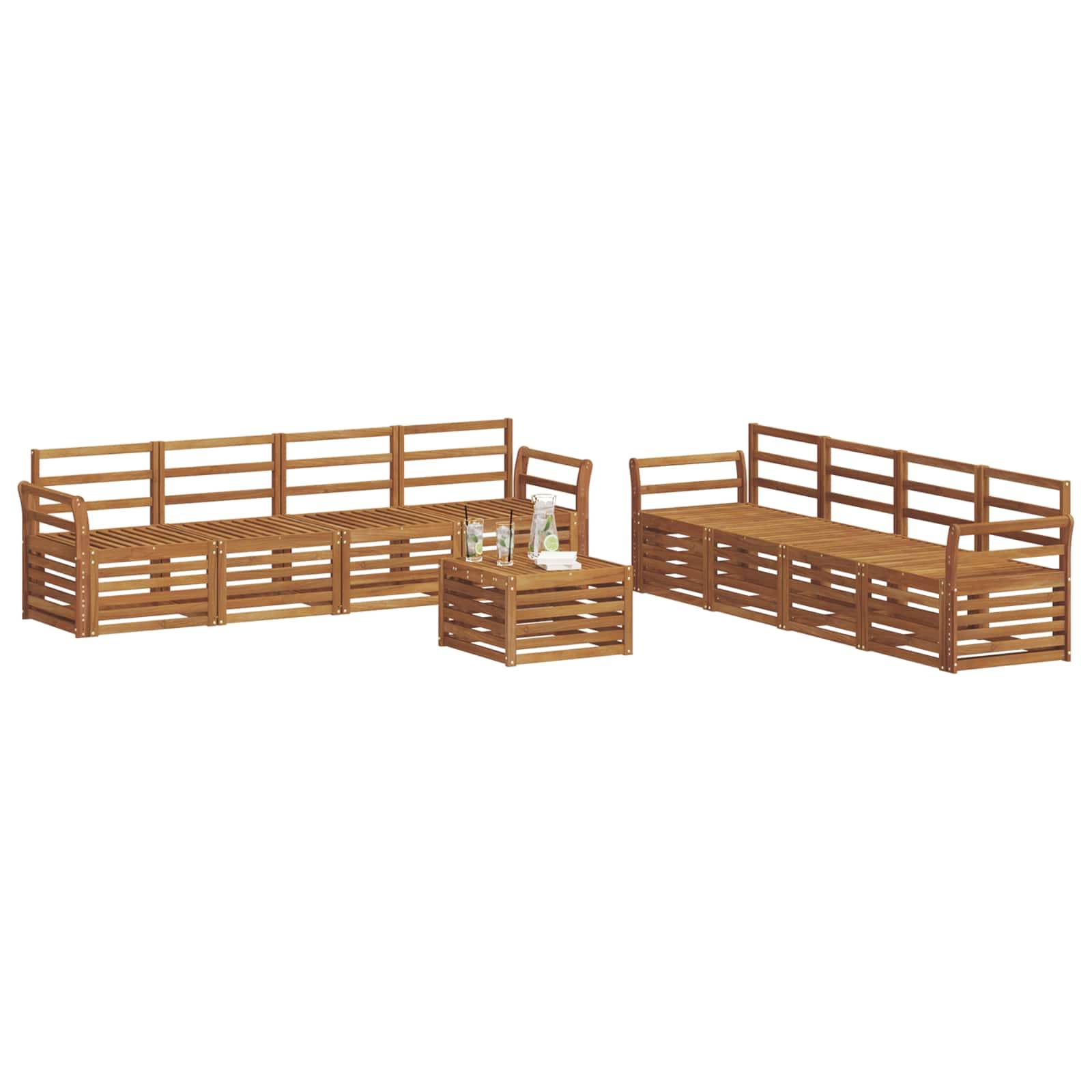 vidaXL Sofagarnituren 9 pcs Natur Massivholz Akazie