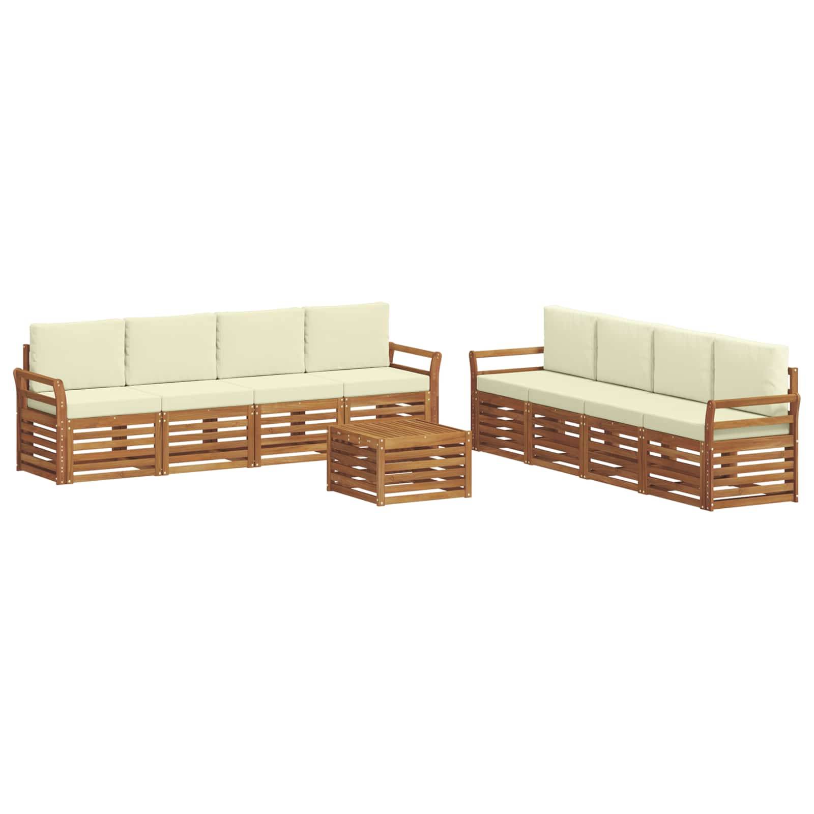 vidaXL Sofagarnituren 9 pcs Natur und Creme Massivholz Akazie
