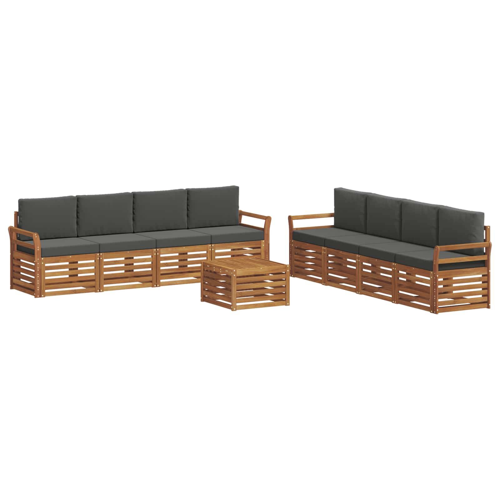 vidaXL Sofagarnituren 9 pcs Natur und Anthrazit Massivholz Akazie