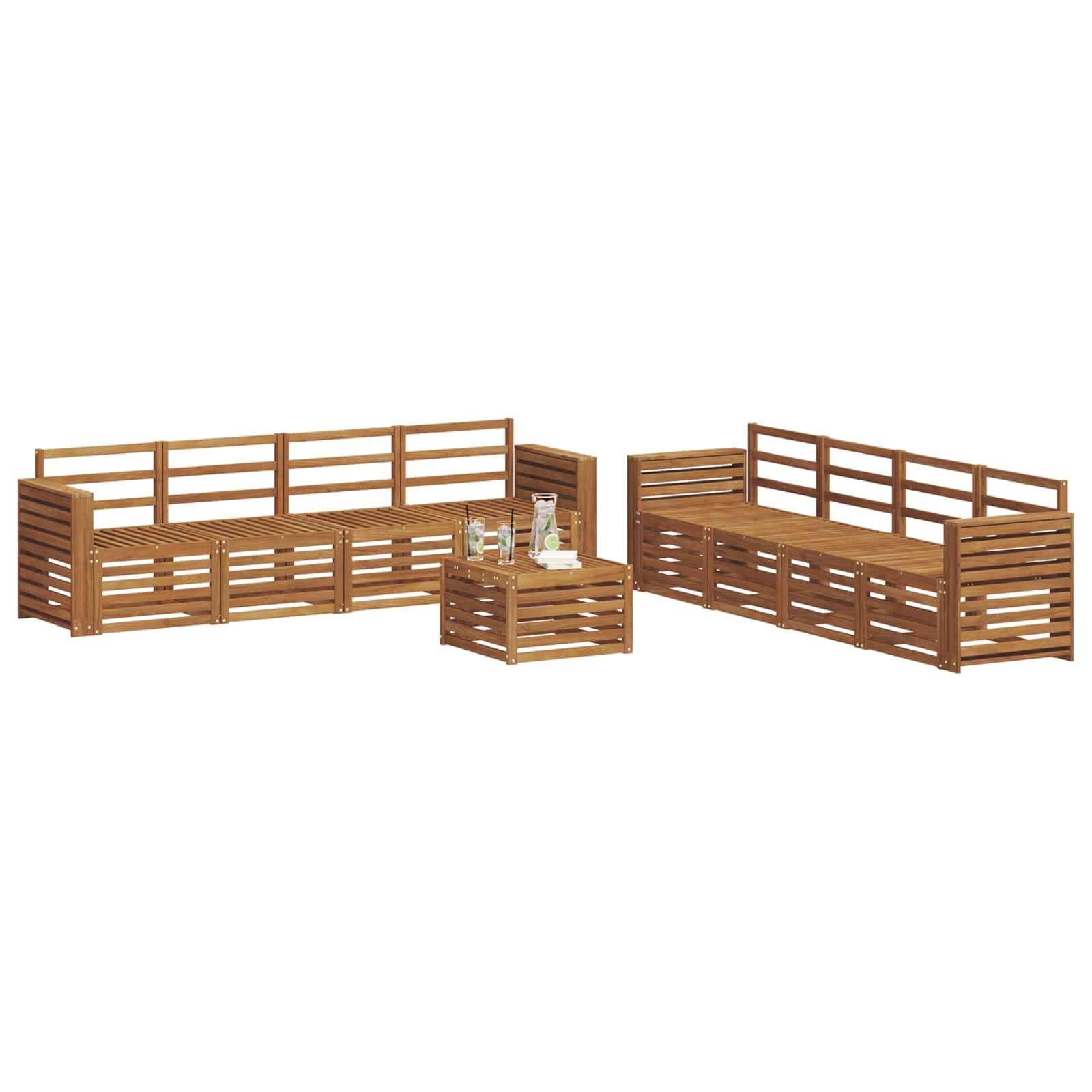 vidaXL Sofagarnituren 9 pcs Natur Massivholz Akazie