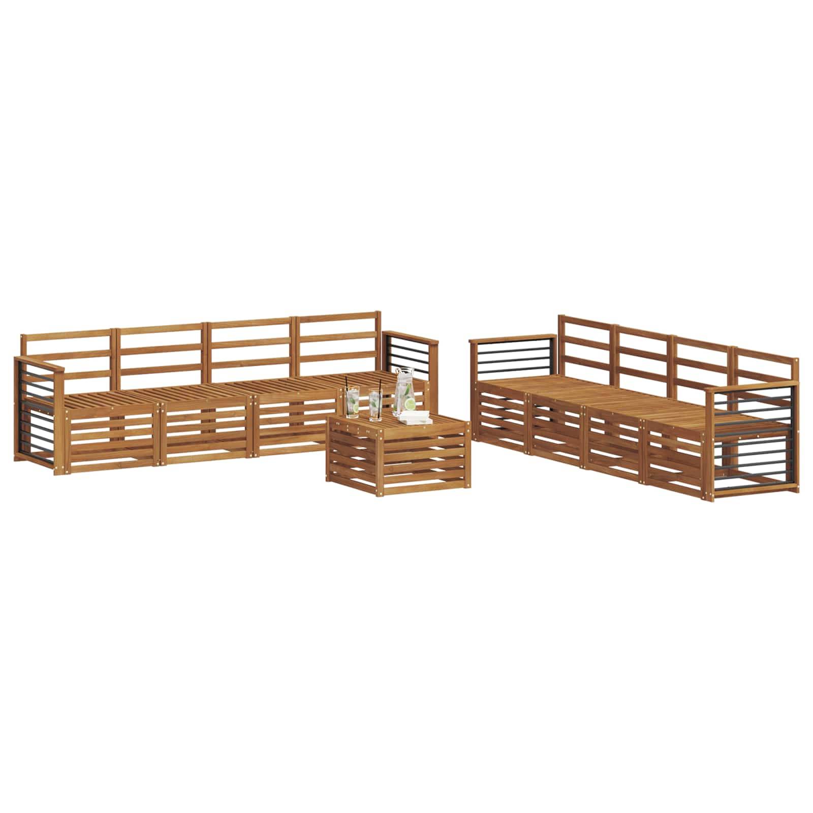 vidaXL Sofagarnituren 9 pcs Natur Massivholz Akazie