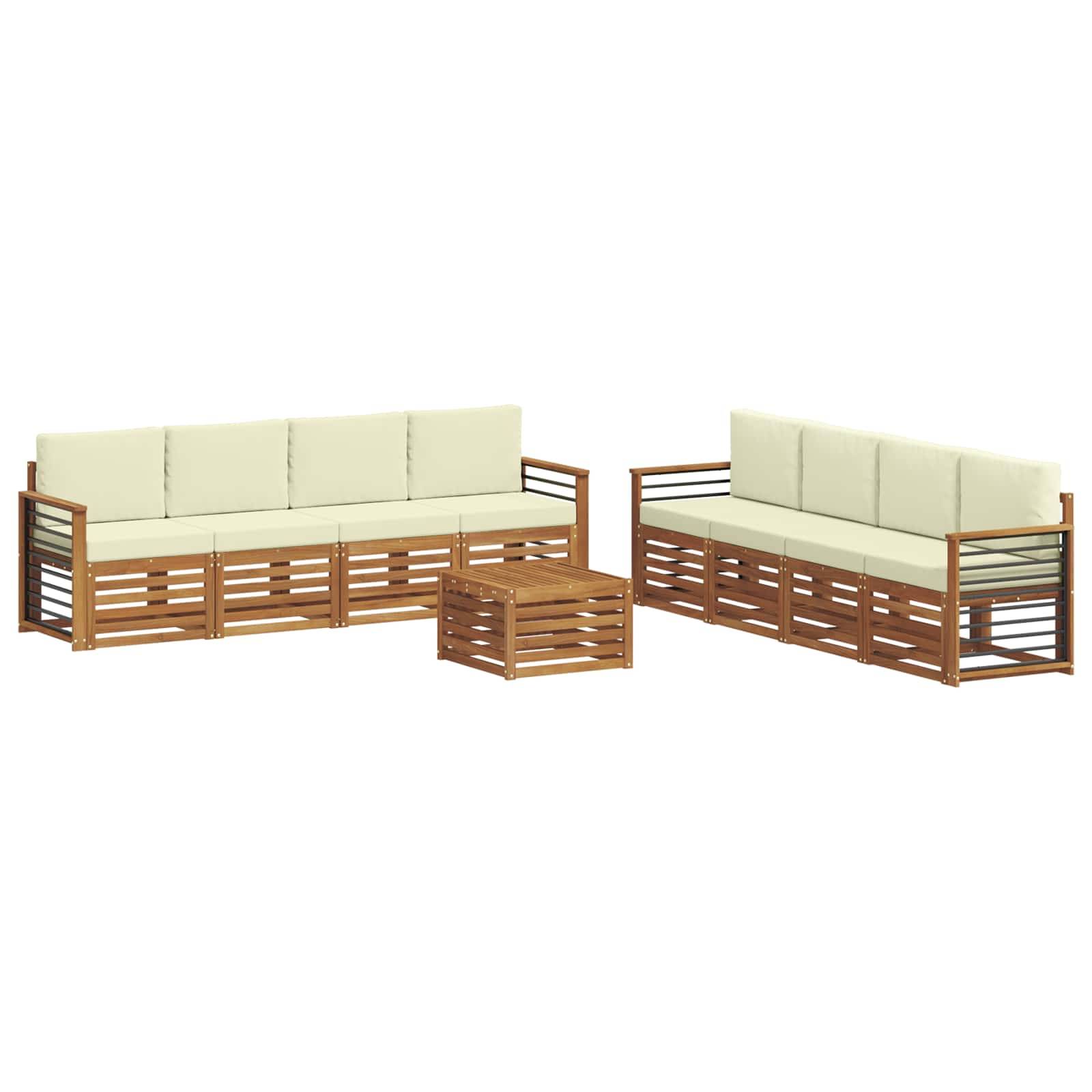 vidaXL Sofagarnituren 9 pcs Natur und Creme Massivholz Akazie