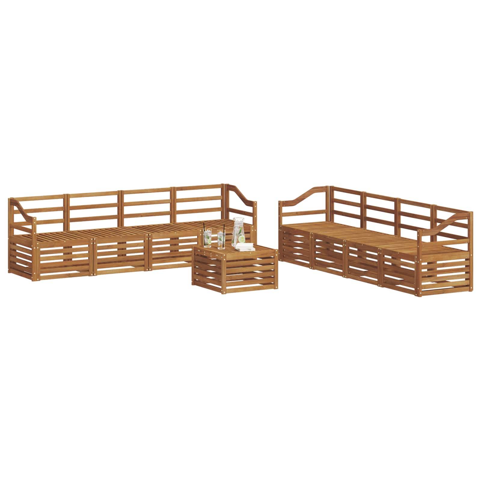 vidaXL Sofagarnituren 9 pcs Natur Massivholz Akazie