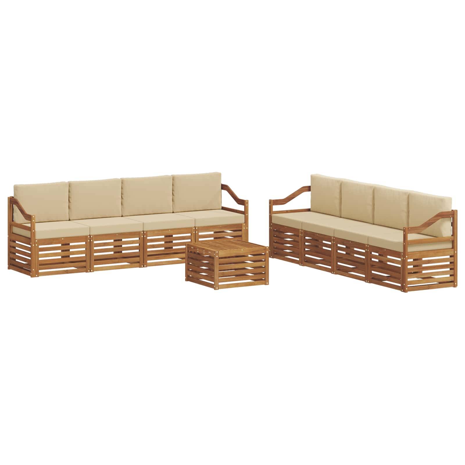 vidaXL Sofagarnituren 9 pcs Natur und Beige Massivholz Akazie