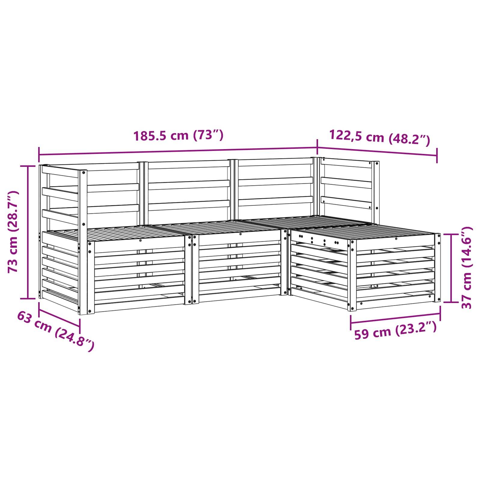 vidaXL Outdoor-Sofagarnitur 4 pcs Weiß Massivholz Akazie