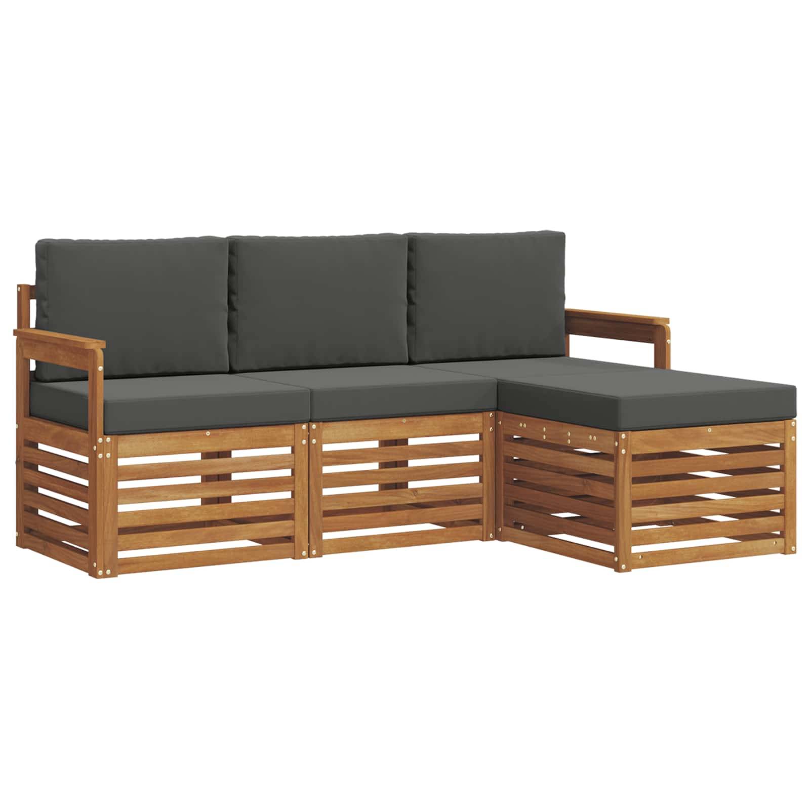 vidaXL Outdoor-Sofagarnitur mit Kissen 4 pcs Natur und Anthrazit