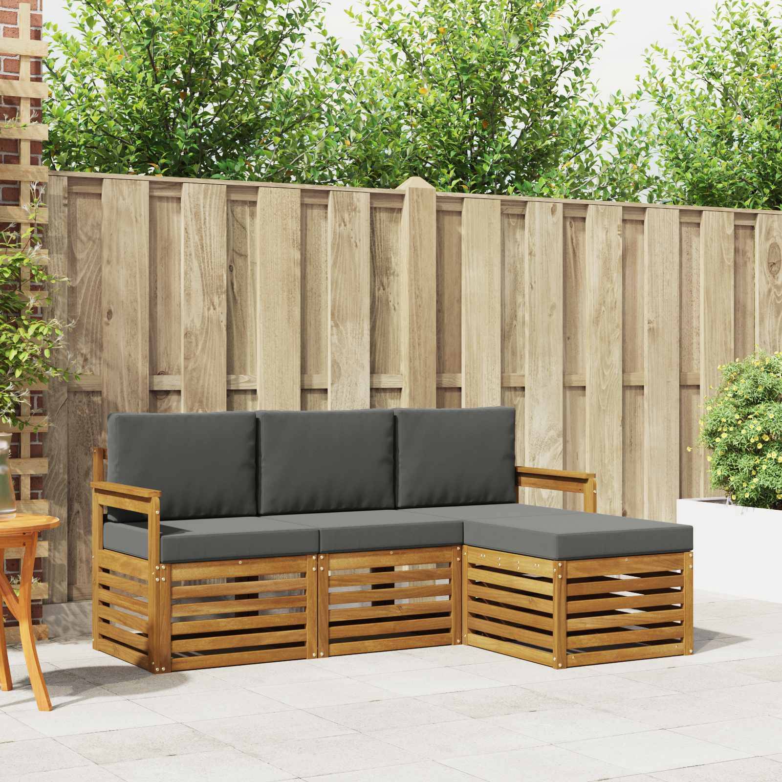 vidaXL Outdoor-Sofagarnitur mit Kissen 4 pcs Natur und Anthrazit