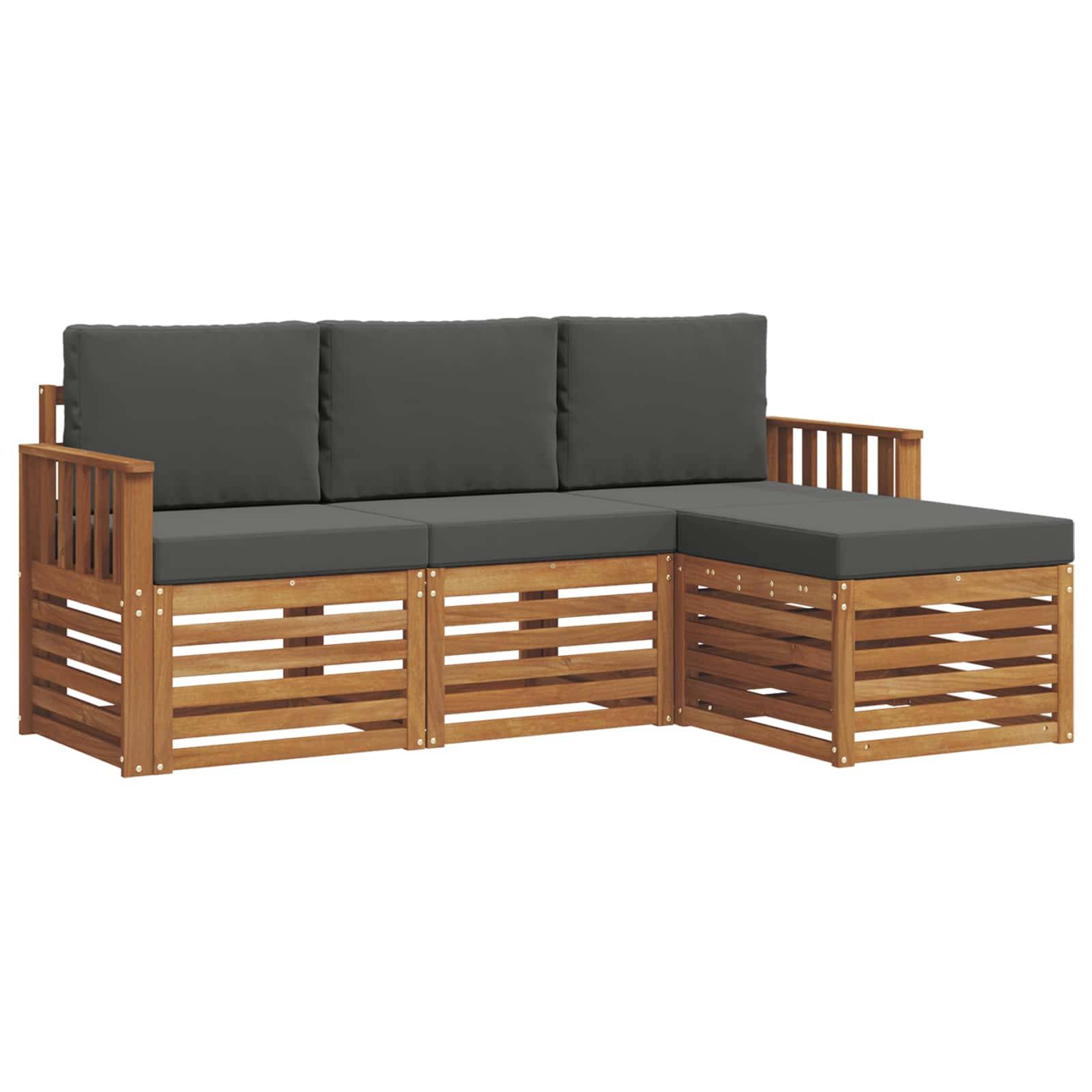 vidaXL Outdoor-Sofagarnitur mit Kissen 4 pcs Natur und Anthrazit