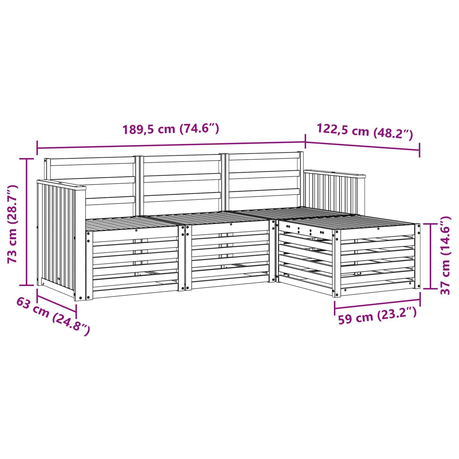 vidaXL Sofagarnituren 4 pcs Natur Massivholz Akazie