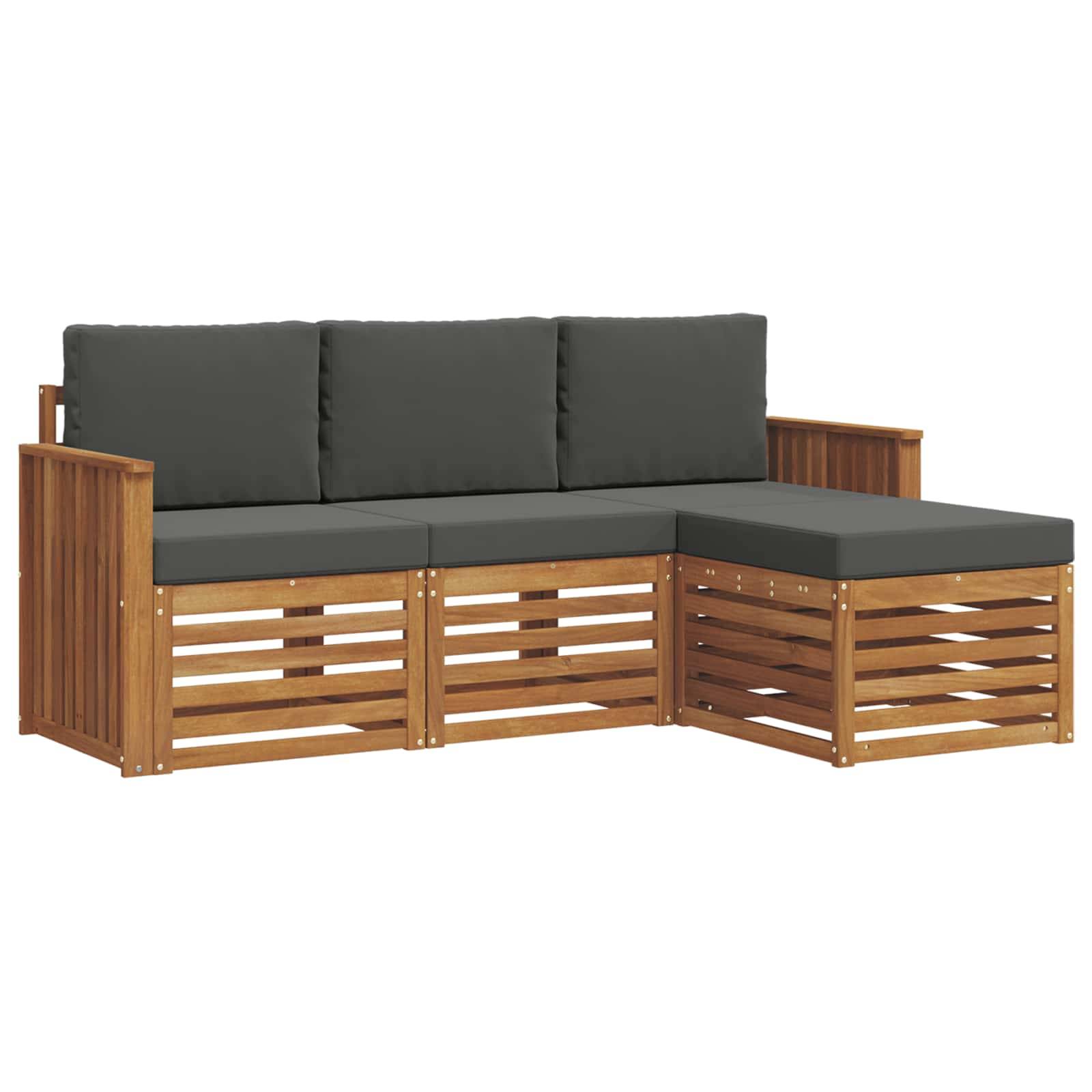 vidaXL Outdoor-Sofagarnitur mit Kissen 4 pcs Natur und Anthrazit