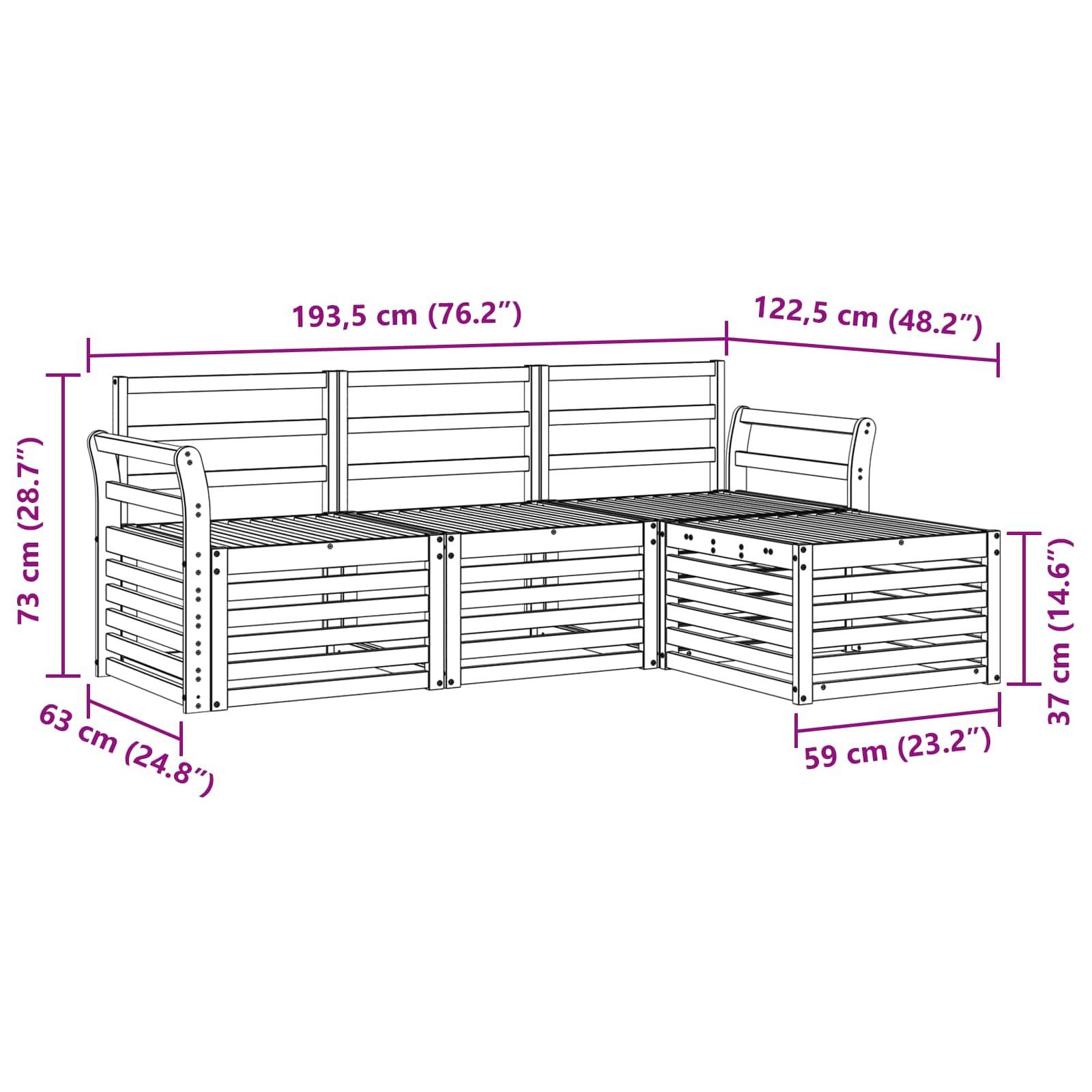 vidaXL Sofagarnituren 4 pcs Natur Massivholz Akazie
