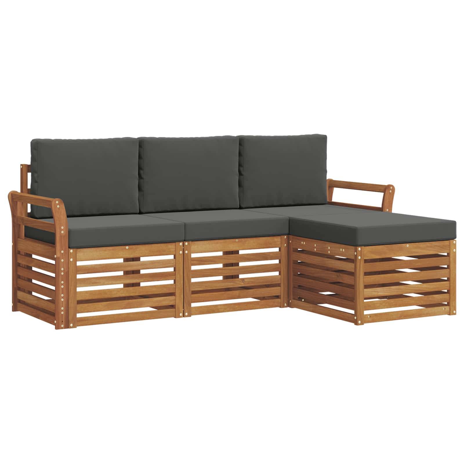 vidaXL Outdoor-Sofagarnitur mit Kissen 4 pcs Natur und Anthrazit