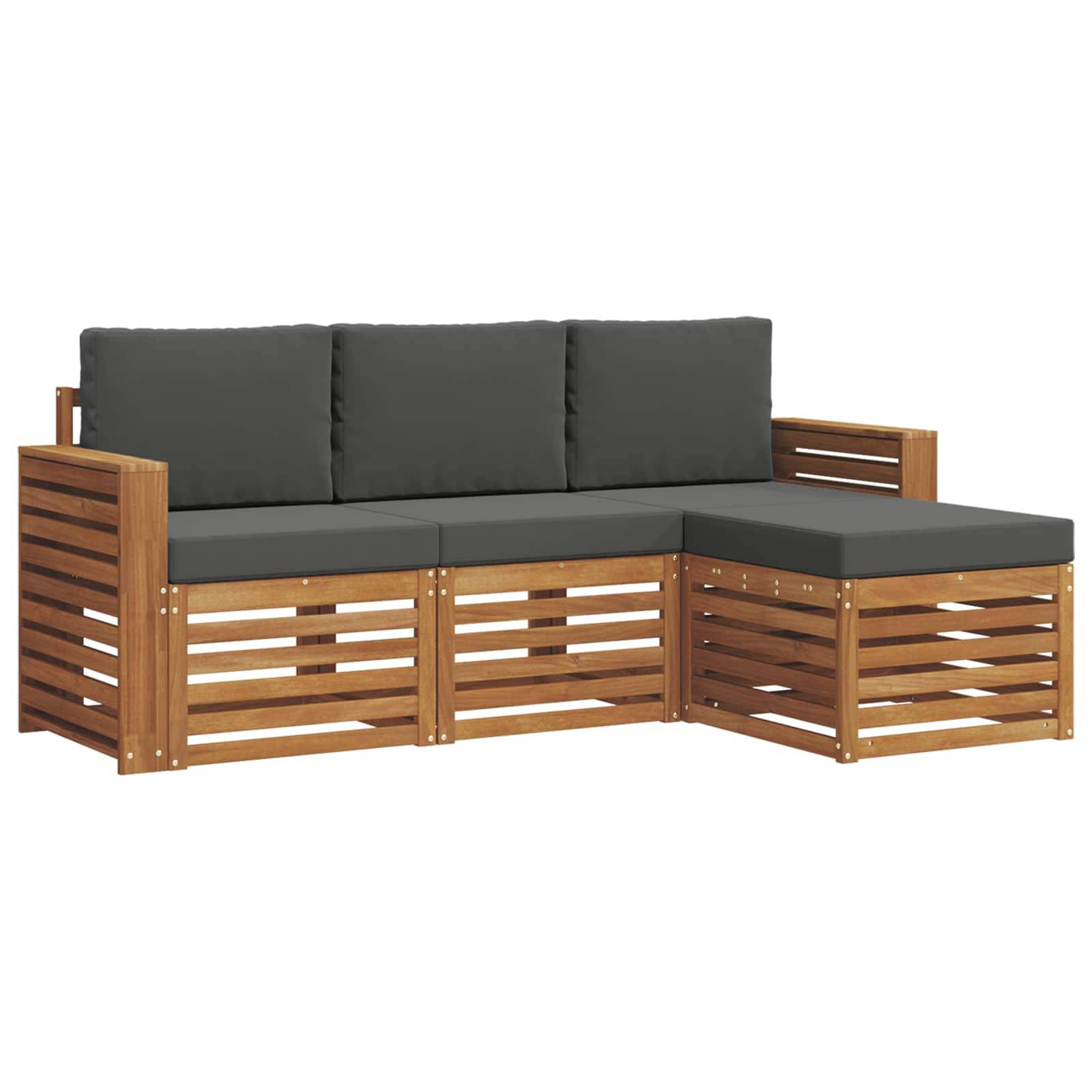 vidaXL Outdoor-Sofagarnitur mit Kissen 4 pcs Natur und Anthrazit