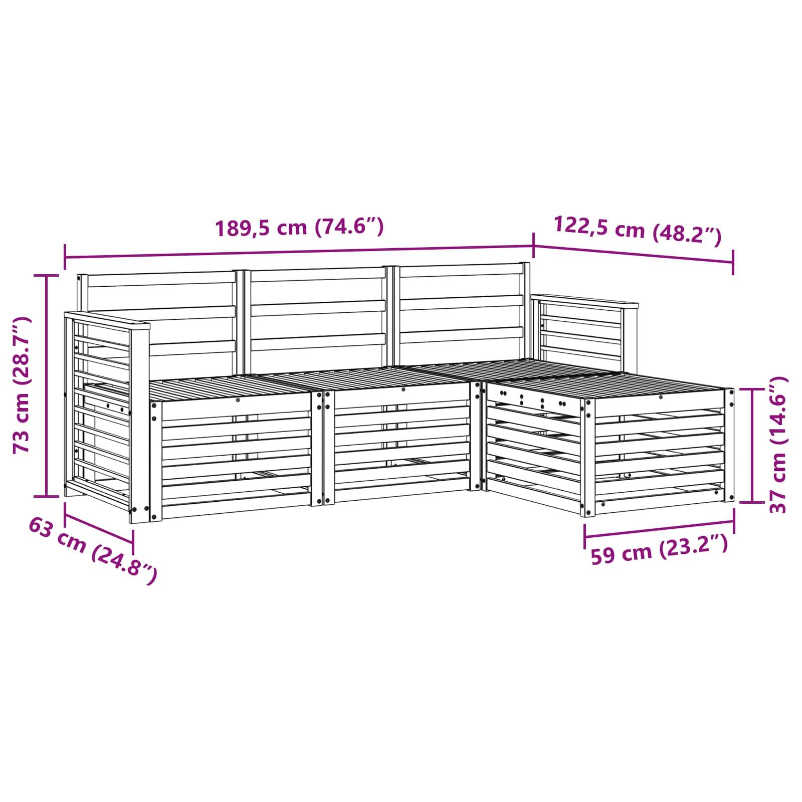 vidaXL Outdoor-Sofagarnitur 4 pcs Weiß Massivholz Akazie