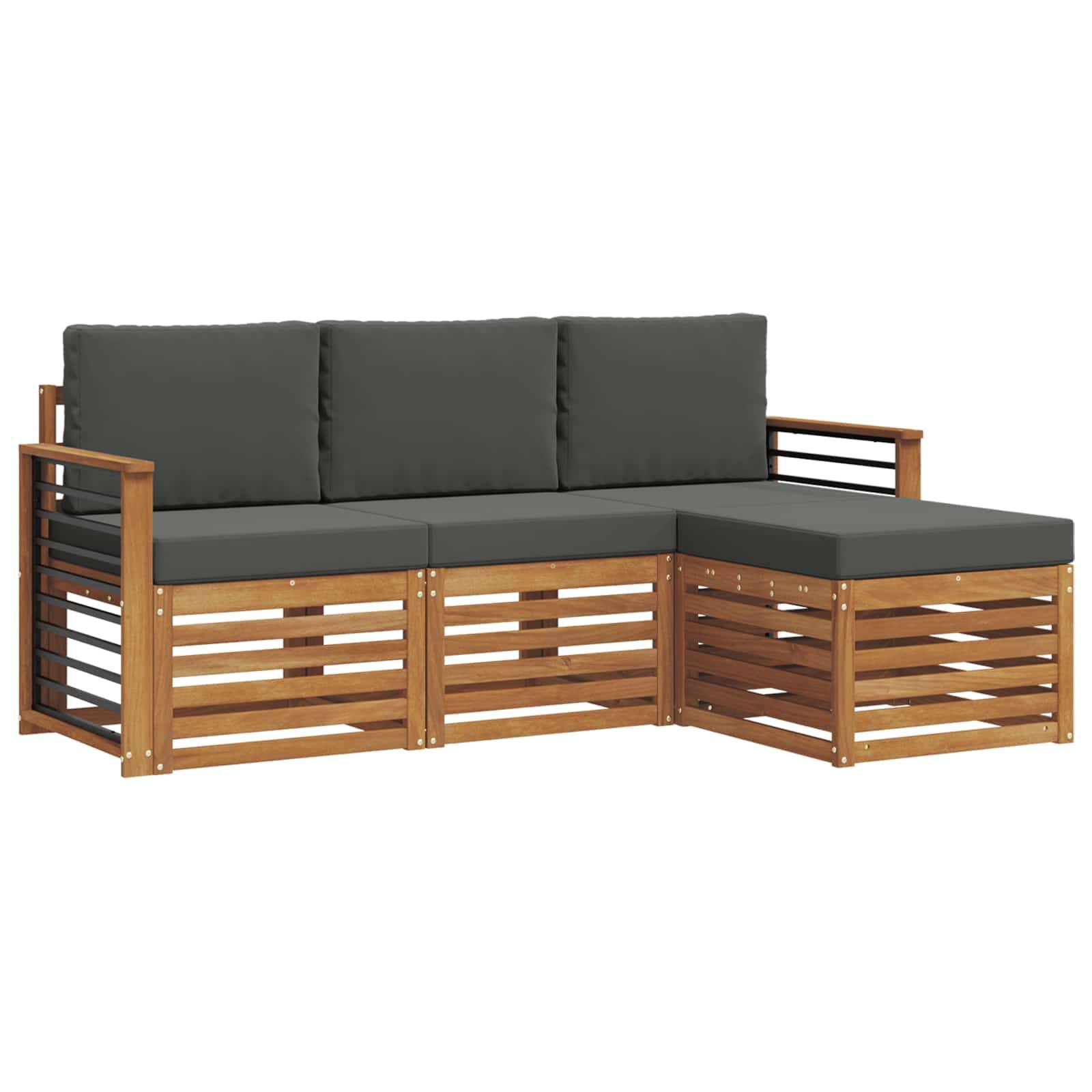 vidaXL Outdoor-Sofagarnitur mit Kissen 4 pcs Natur und Anthrazit