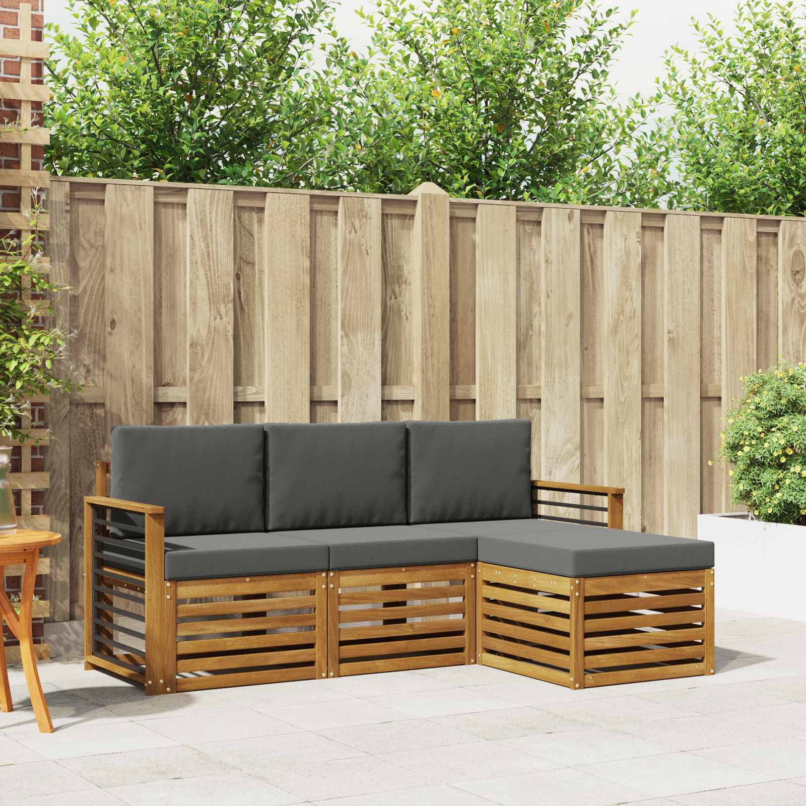 vidaXL Outdoor-Sofagarnitur mit Kissen 4 pcs Natur und Anthrazit