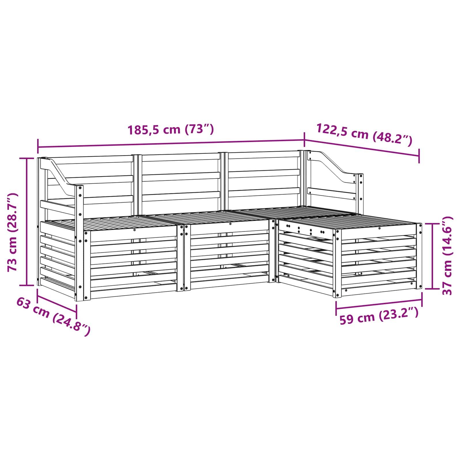 vidaXL Sofagarnituren 4 pcs Natur Massivholz Akazie