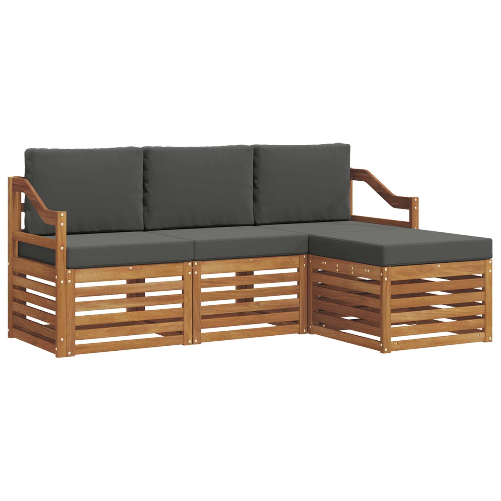 vidaXL Outdoor-Sofagarnitur mit Kissen 4 pcs Natur und Anthrazit