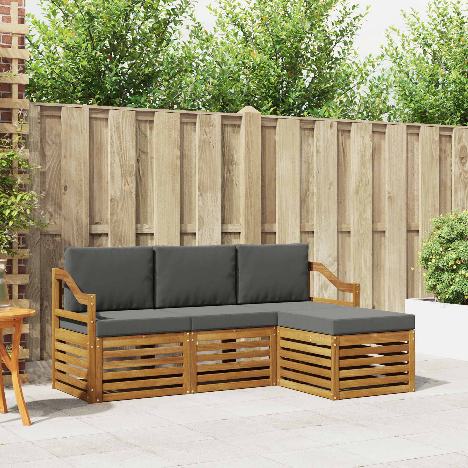 vidaXL Outdoor-Sofagarnitur mit Kissen 4 pcs Natur und Anthrazit