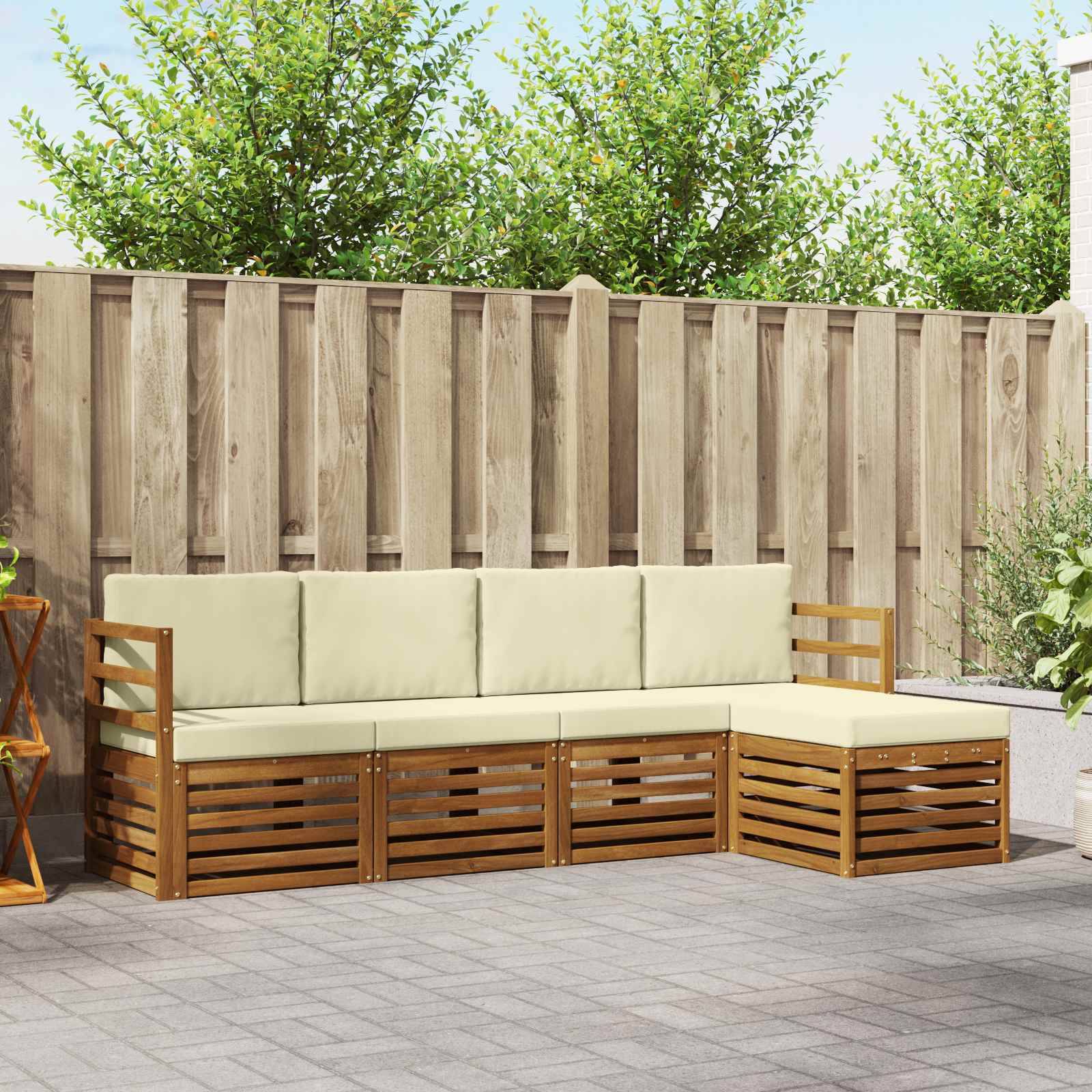 vidaXL Sofagarnituren 5 pcs Natur und Creme Massivholz Akazie