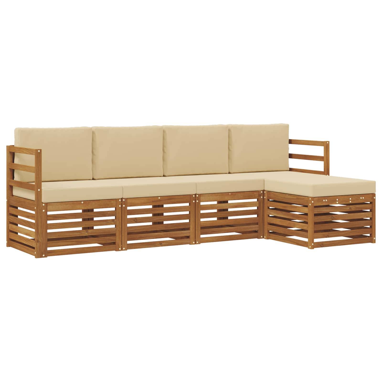 vidaXL Sofagarnituren 5 pcs Natur und Beige Massivholz Akazie
