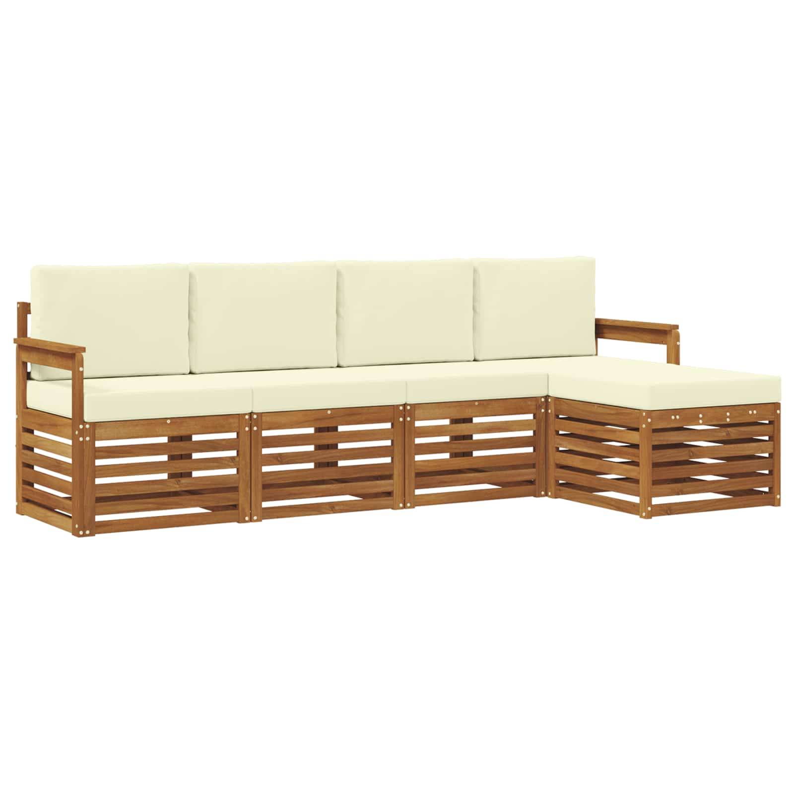 vidaXL Sofagarnituren 5 pcs Natur und Creme Massivholz Akazie