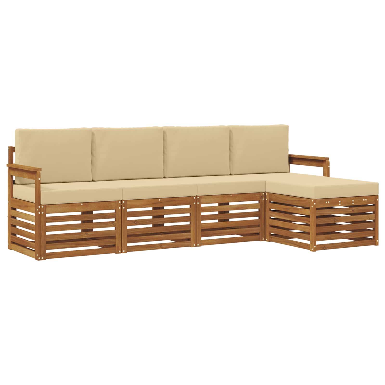 vidaXL Sofagarnituren 5 pcs Natur und Beige Massivholz Akazie
