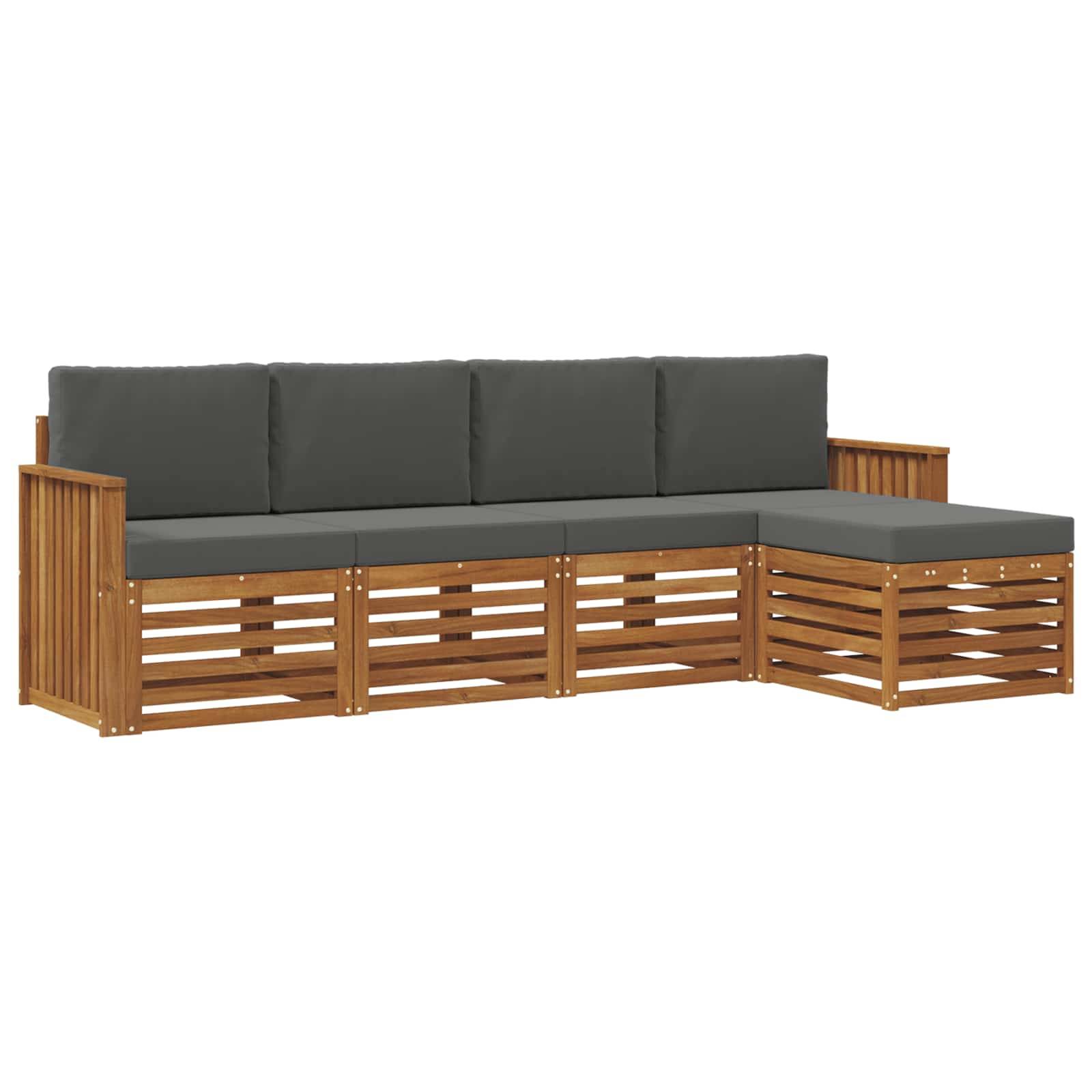vidaXL Sofagarnituren 5 pcs Natur und Anthrazit Massivholz Akazie