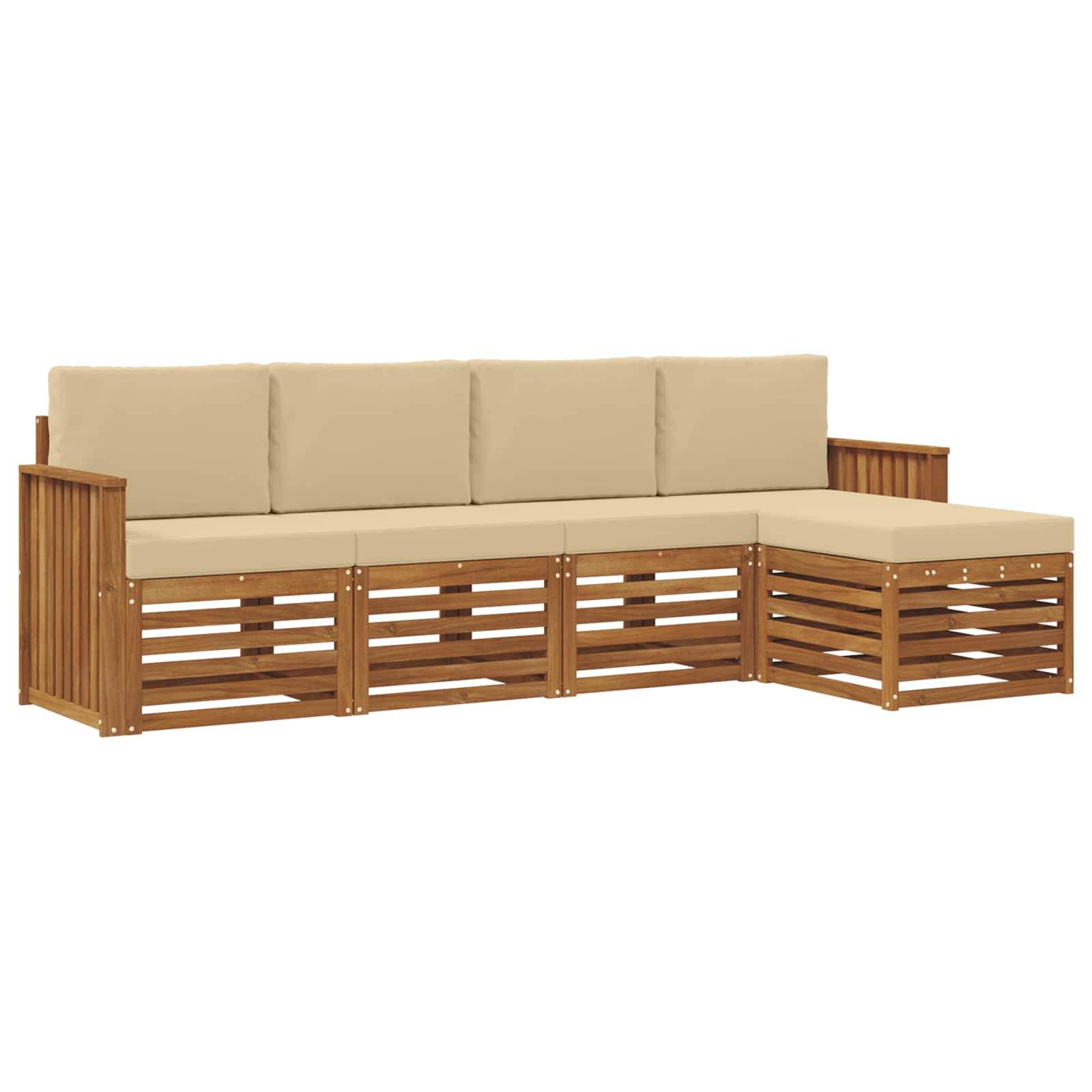 vidaXL Sofagarnituren 5 pcs Natur und Beige Massivholz Akazie
