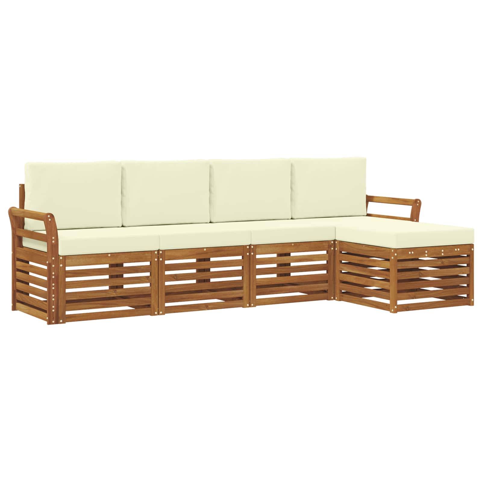 vidaXL Sofagarnituren 5 pcs Natur und Creme Massivholz Akazie