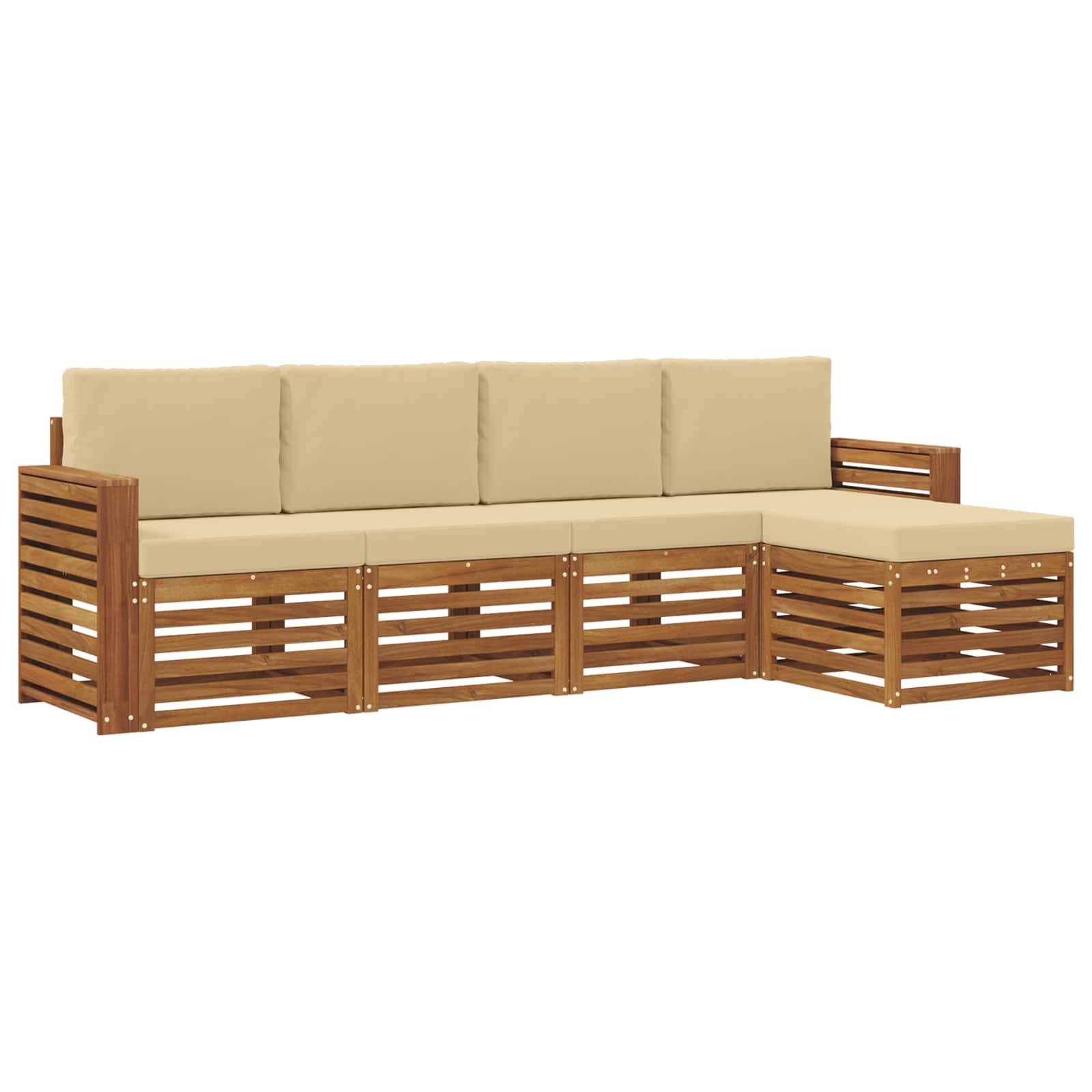 vidaXL Sofagarnituren 5 pcs Natur und Beige Massivholz Akazie