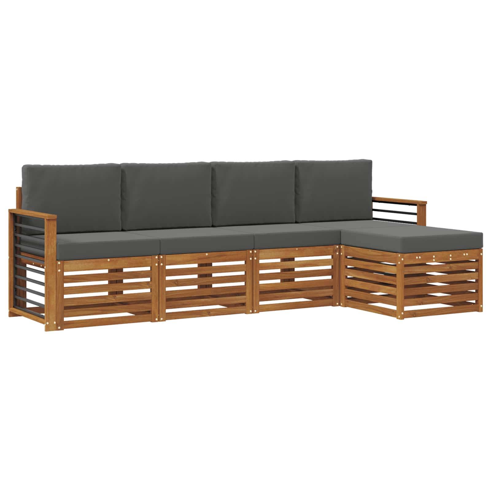 vidaXL Sofagarnituren 5 pcs Natur und Anthrazit Massivholz Akazie